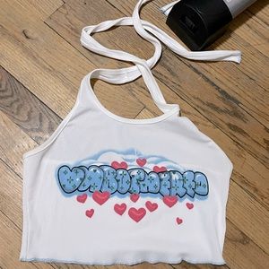 shein, small, white with blue and pink, heart design, silky cotton